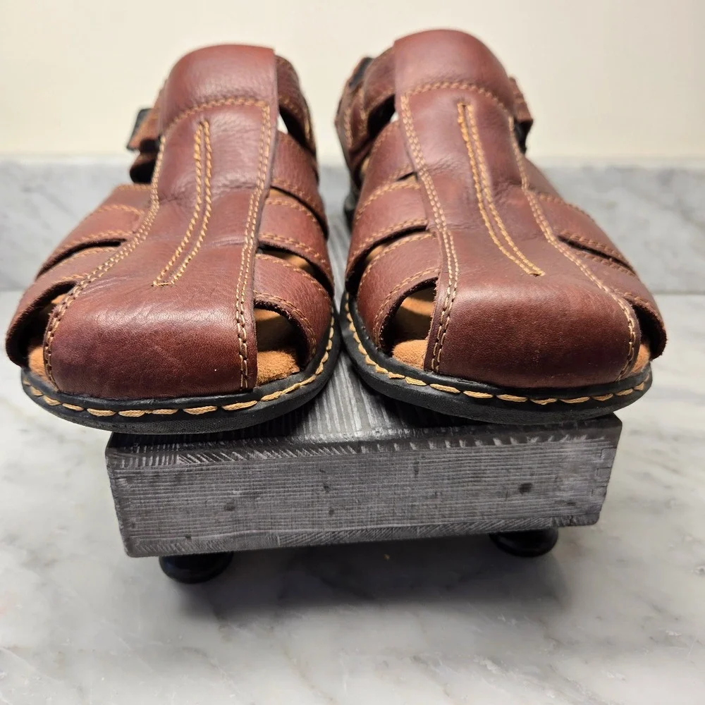 Dr. Scholls Gaston Mens Brown Leather Fisherman Sandals Memory Foam Size 13 M - Picture 8 of 14